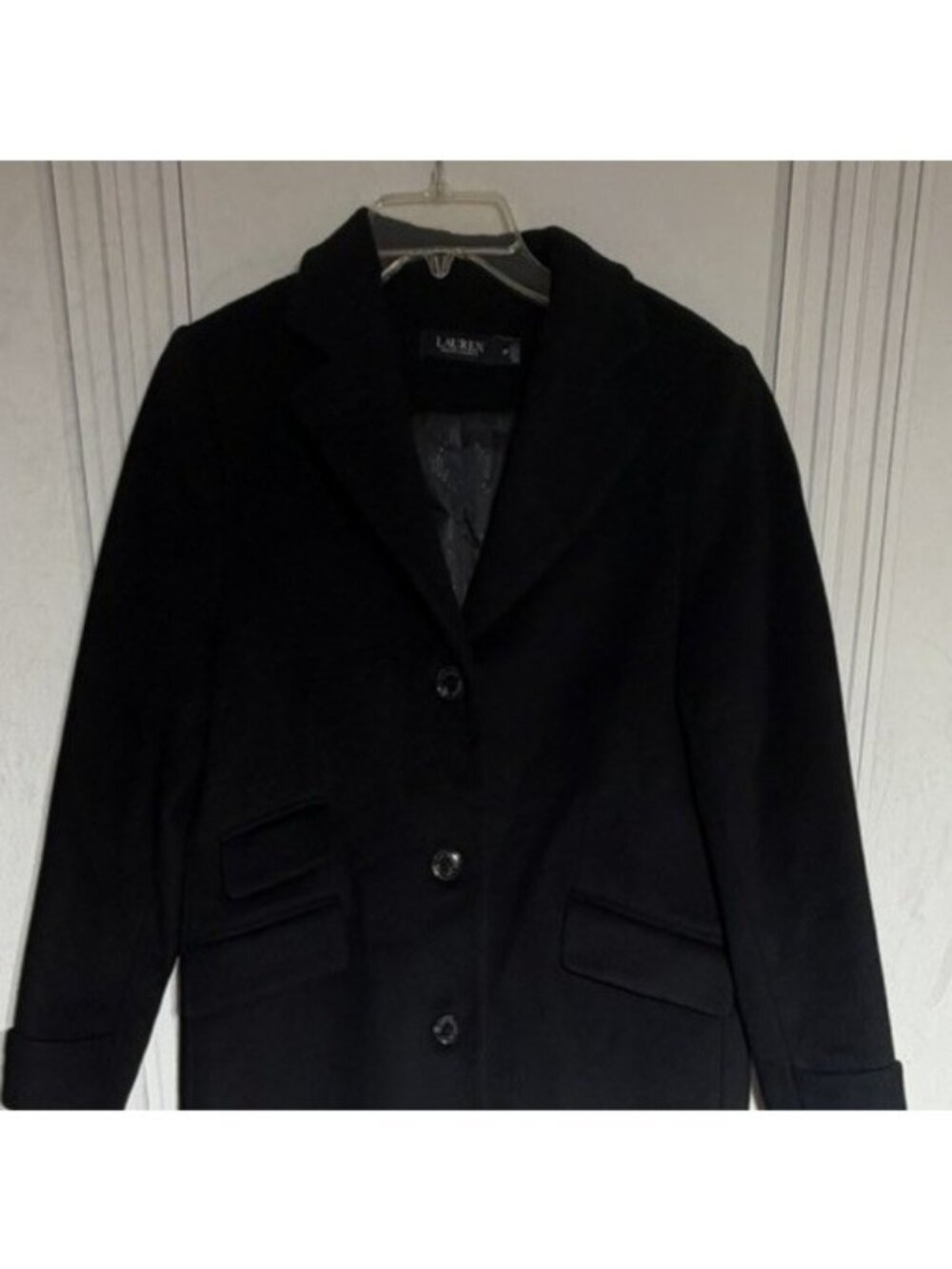 Lauren Ralph Lauren Womens Black Label Black Wool Blended Overcoat 8P Lined